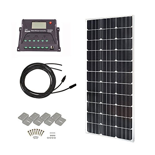 HQST 100 Watts 12 Volts Monocrystalline Slim Solar Panel Off