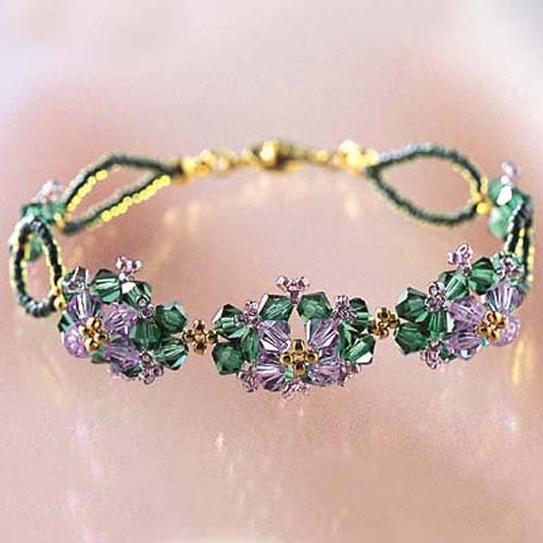 Create Your Own DIY Miyuki Glass Bead Bracelet Kit - Violet Purple Flower