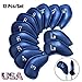 FINGER TEN Golf Iron Head Covers Value 10/12 Piece Set, Synthetic Leather Deluxe Club Headcover in Color Black Blue Red, Universal Fit Main Iron Clubs