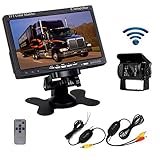 Camecho RC 12V 24V Car Backup Camera Rear View Wireless IR Night Vision Backup Camera Waterproof Kit + 7" TFT LCD Monitor Parking Assistance System for Truck/Van/Caravan/Trailers/Camper