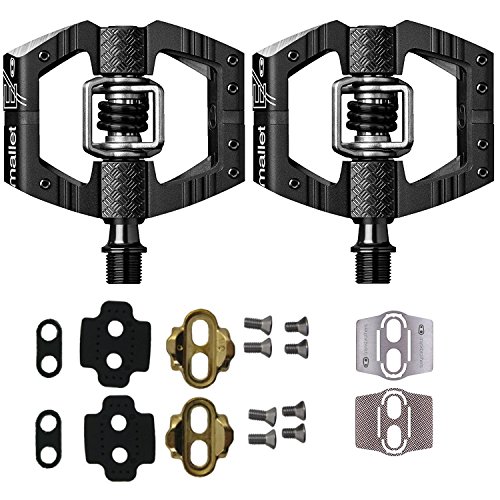 CRANKBROTHERs Crank Brothers Mallet Enduro Bike Pedals (Black/Black) with Premium Cleats and Shoe Shields Set for Traction