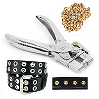 Eyelet Hole Punch Pliers Set with 100 Eyelets by Kurtzy - Metal Eyelets Snap Stud Ring Puncher Plier Cutter Cutters Punches Tool - Ideal Machine for Leather Fabric Belt Clothes Decorative Repair