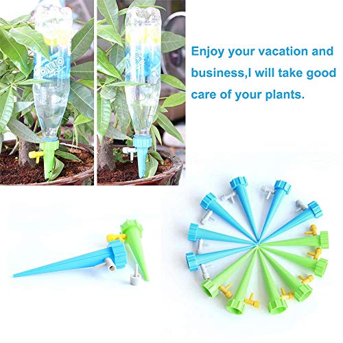 HEYLOVE Plant Waterer Self Watering Devices, Vacation Potted Plant Watering Spikes Automatic Drip Irrigation Water Stakes System with Control Valve Switch for Garden Plants Indoor & Outdoor