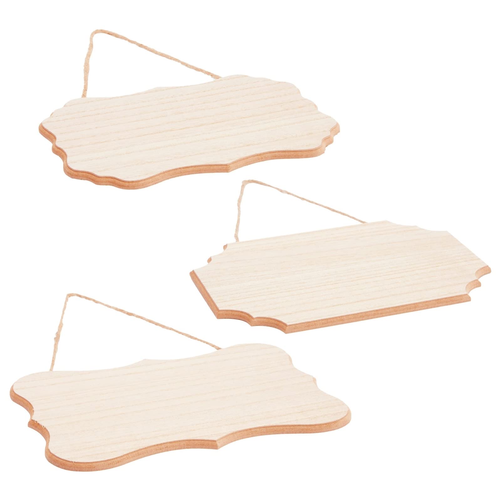 Juvale Wooden Plaques for Crafts - 9x6 Inch Unfinished MDF Blanks with Jute Rope, 1/4 Inch Thick, 6 Pack - Blank Wood Hanging Plaques for DIY Painting & Home Decor - Wooden Craft Hanging Sign