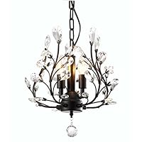 Garwarm Modern Crystal Chandeliers,Ceiling Lights Fixtures,Pendant Lighting for Living Room Bedroom Restaurant Porch Dining Room (3-Light,Black)