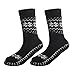 Vihir Men's Slipper Socks With Suede Non Slip Sole -Winter Knitted Non-Skid Home Warm Floor Socks Indoor Floor Stocking House