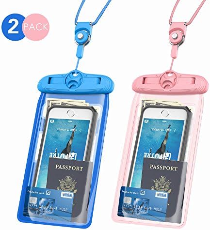 Underwater Case, FUTRE CellPhone Dry Bag Pouch Adjustable Armband for Apple iPhone 6S 6 SE 5S Samsung Galaxy S7 S6 Note 5 4 HTC LG Sony Nokia Motorola up to 6.3" diagonal –Black (Blue/Pink-5.2)