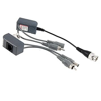 sourcingmap® Video Audio Alimentación Balun UTP cable de Transceptor coaxial BNC CCTV