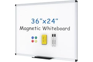 VIZ-PRO Magnetic Whiteboard/Dry Erase Board, 36 X 24 Inches, Includes 1 Eraser & 2 Markers & 4 Magnets
