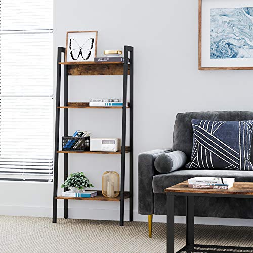VASAGLE Ladder Shelf, 4Tier Home Office Bookshelf, Freestanding