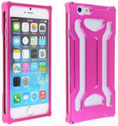 Eazewell Anti-Bend Braced Frame iPhone 6 Plus Case, Heavy Duty Full Aluminum Metal Cover Alloy Bumper Case Backing Shell Rugged Shield for iPhone 6+ Plus 6P 5.5" (Rose Red)