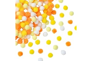 SUNNYCLUE 400Pcs 4 Colors 10mm Colorful Pompom Balls Crafting Pom Poms Bulk Orange White Yellow Polyester Soft Round Fluffy F