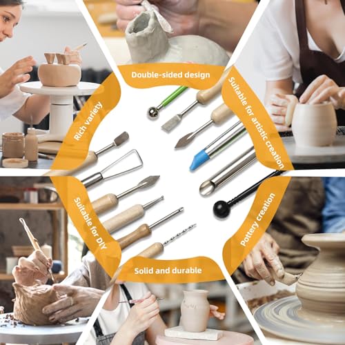 36 PCS Clay Tools Kit, Pottery Clay Sculpting Tools for Carving, Shaping, Molding, Ceramic Modeling & Polymer Clay Crafts, for Beginners, Artists & Hobbyists