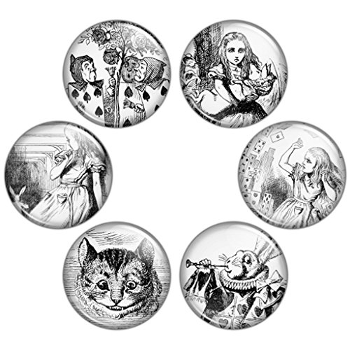 Button Bistro Women's Alice in Wonderland 1.25 inch Pinback Button Set #1 Badges