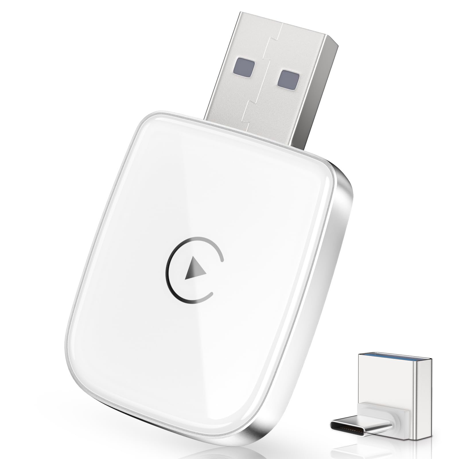 Photo 1 of Wireless CarPlay Adapter for Apple iPhone, Convert Wired CarPlay to Wireless, Mini Size with USB-A to USB-C Adapter, Stable Control & No Delay Latency, White