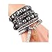 Y-blue Multilayer Bracelet Fashion Punk Leather Woven Braided Cross Bangle Wrist Cuff Wristband (Black+White)