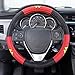 BDK Wonder Woman Velvet Grip Steering Wheel Cover - Black/Red on Smooth Velour for Cars Trucks SUVs - 15