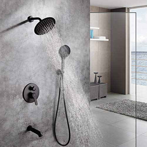 POP SANITARYWARE Matte Black Tub and Shower Faucet Set with Handheld