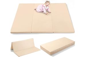 Mallify Tri-fold Baby Play Mat for Floor, Waterproof & Non-Slip PU Leather Baby Mat, 50" x 50" Playpen Mat, Foldable & Portab
