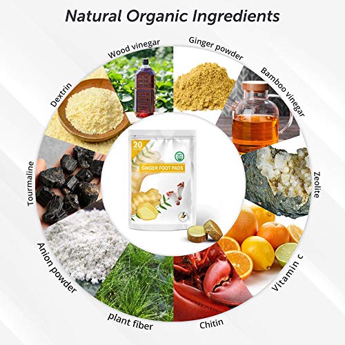 Ginger Foot Pads 20 PCS + Bonus Ginger Bath Soak Tablets 2 PCS | Ginger Foot Patch | Sleeping Pad | Better Sleep Patch | Pure Natural Ginger Powder and Bamboo Vinegar Premium Ingredients Feet Pads