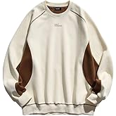 Fullneat Men's Teen Oversized Color Block Crewneck Sweatshirt Y2k Letter Graphic Long Sleeve Casual Pullover Shirt