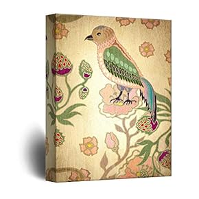 Canvas Wall Art - Vintage Style Bird on Tree Branch - Giclee Print Gallery Wrap Modern Home Art Ready to Hang - 12x18 inches