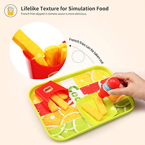 GeyiieTOYS 36 Stück Spiellebensmittel Kinderküche Lebensmittel Essen Spielen Set, DIY Hamburger, Schneiden Obst… – Bild 4
