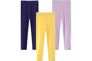 HSTiSan Toddler Girls Cotton Leggings 3-Pack Little Girl Stretchy Leggings Trousers for Kids Spring and Autumn 2-7T