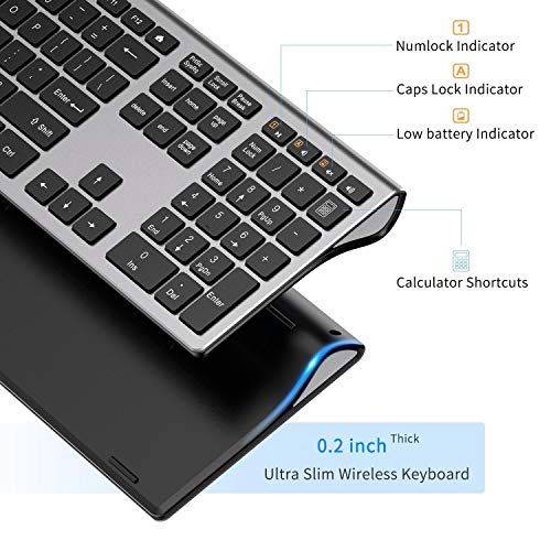 Wireless Keyboard and Mouse Combo - LEKVEY Slim Keyboard Mice, 2.4GHz 109 Keys Full Size Wireless Keyboard Mouse Set, with Number Pad, Silent Click, Stylish Design, US Layout (QWERTY), Space Gray - Thumbnail 2