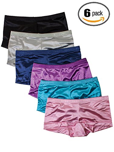 Underwear Women 6 Pack Satin Panties Set Boyshorts from S to Plus Size (4XL)