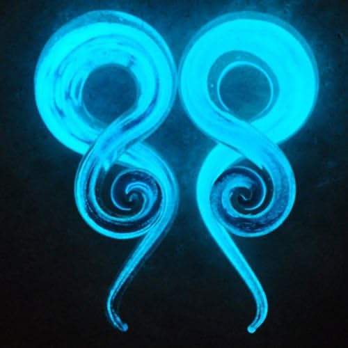 Glow in the Dark Glass Pyrex Ear Gauges Tails Hangers Tapers Plugs Stretchers 1/2" (12mm): 13.0 grams (aprox. 5 U.S. pennies) Set43