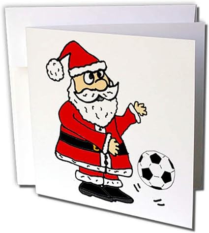 3drose Gc 2 6 X 15 2 Cm Cute Funny Pere Noel Jouant Soccer De Noel Dessin Anime Carte De Voeux Lot De 12 Amazon Fr Fournitures De Bureau