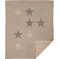 VHC Brands Farmhouse Decor Sawyer Mill Star Charcoal Tan Quilted Throw