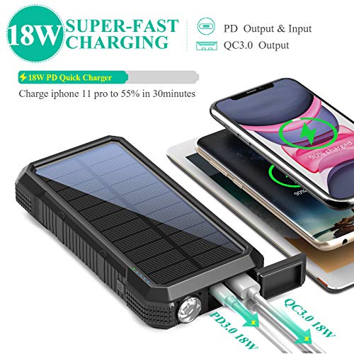 BLAVOR Solar Power Bank, PD 18W QC3.0 Fast Charging 10W Wireless