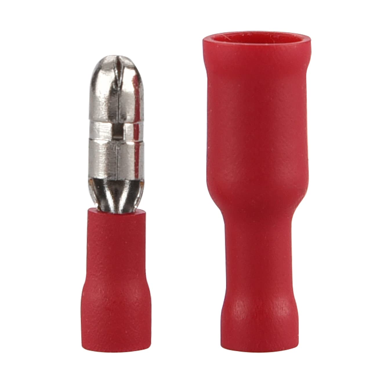 Heschen Bullet Crimp Male & Female Quick disconnects Vinyl Insulated 0.5-1.5mm² (22-16 AWG) Red 100Pack
