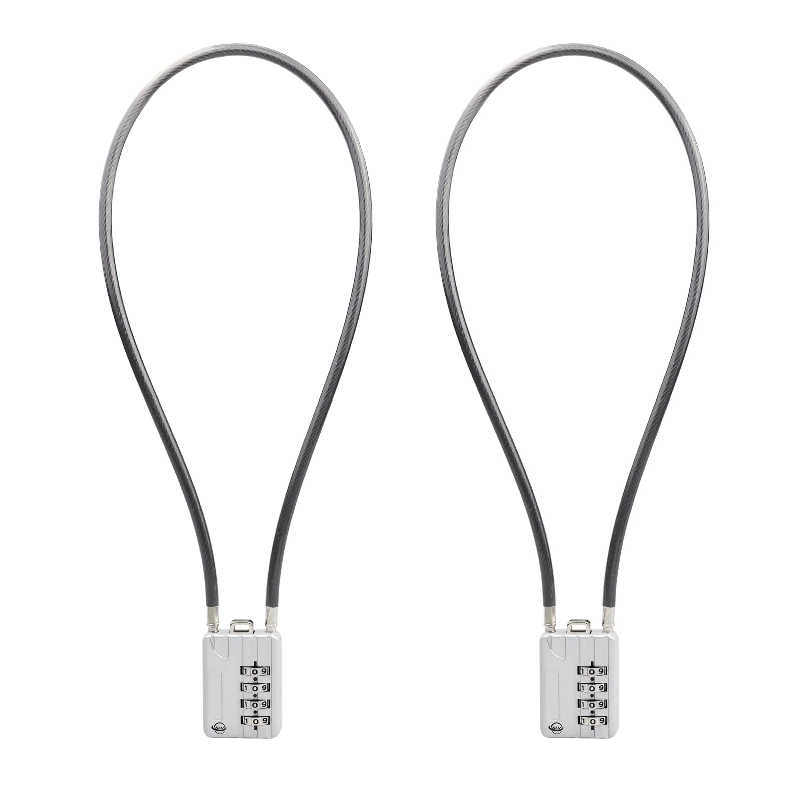 SISAV 4 Digit Cable Combination Locks 20 inches(50cm) Bold Cable for School Gym Locker,Helmet,Filing Cabinets,Toolbox,Luggage Suitcase,knapsack,Cable 5mm Diameter,Silver