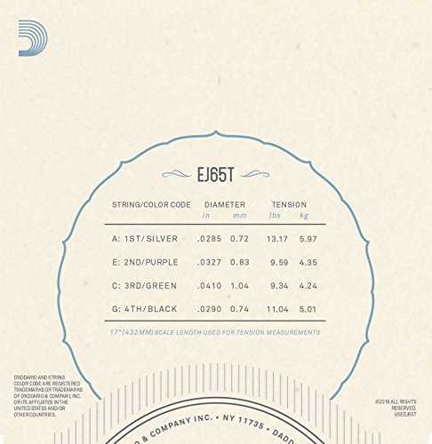 D'Addario EJ65T Pro-Art Custom Extruded Nylon Ukulele Strings, Tenor