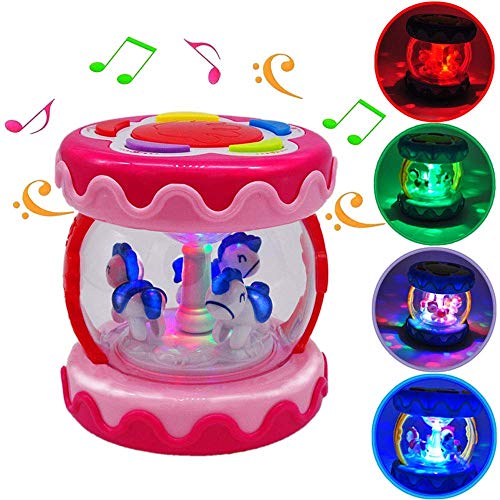 WISHTIME Baby Musical Drum Toy - Educational Learning Toy for Baby Electronic Drum Instruments with Lights for 1 2 3 Year Old Toddlers Kids Boys and Girls(Pink) - Thumbnail 7