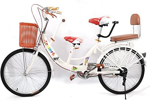 22'' Folding Mother Baby Bikes Safety Stable Child Kids Parents Bicycle Behind Seat Chair Carrier Three Seats