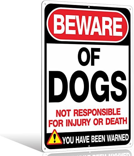 Beware Of Dogs Warning Sign,Large 14"x10" Thick 0.40" Rust Free Heavy Duty Aluminum - UV Printed - Reflective - Indoor Or Outdoor Use - Easy To Mount By YOOKEY