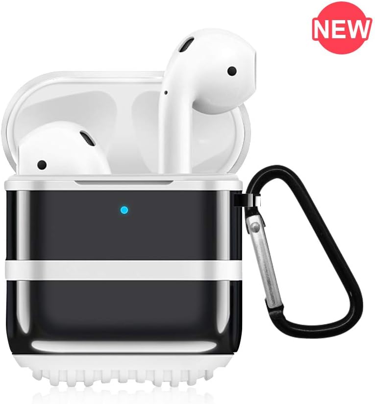 Airpods Case Cover with Keychain Compatible with Apple AirPods 2 & 1, Soft TPU Plated Case Shockproof Portable & Protective Cover Airpods Accessories [Front LED Light Visible]
