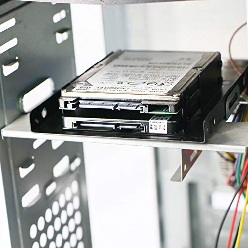 Saisn 2.5" to 3.5" SSD HDD Hard Disk Drive Holder Metal Mounting Bracket Adapter (Dual Drive)