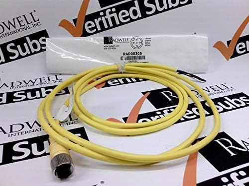 RADWELL VERIFIED SUBSTITUTE 889D-F4AC-2-SUB Cord Set - 4 Pole, PVC, Female Straight, 2M, 4A, Nickel Brass, Yellow, Replacement of Allen Bradley 889D-F4AC-2