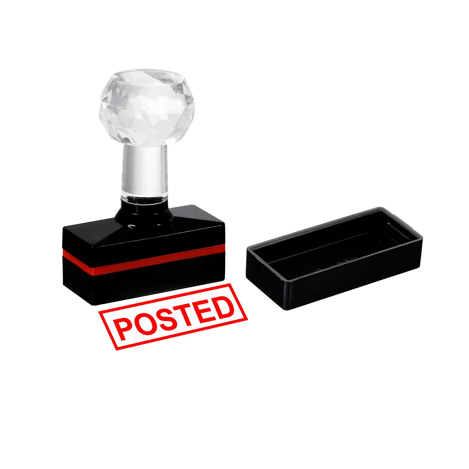 PATIKIL Posted Stamp Self Inking, Red Ink Office Stamps Pre Inked Message Stamp Refillable Business Stamp, Black