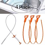 Set of Drain snake for Clog Removal - 3 x Drain Auger Clog Remover Cleaning Tool and 1 x Drain Relief Tool