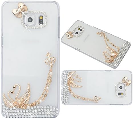 KAKA(TM) 3D Handmade Rhinestone Bling Crystal Hard Case Cover Golden Color Swan Pattern Cell-phone Case For iPod Touch 6
