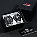 Menton Ezil Classic His and Hers Couples Matching Watch Leather Band Quartz Wrist Watches for Women and Men - Set of 2 (Grey)