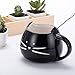 Asmwo Cute Cat Ceramic Mug Funny Cat Shaped Cup for Coffee Tea Black,12 oz Valentine's Day Gifts