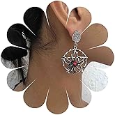 Iaceble Gothic Spider Dangle Earrings Red Crystal Spider Earrings Spider Web Drop Earrings Silver Spider Statement Earrings Halloween Earrings Jewelry for Women