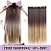S-noilite Dip Dye Clip in Hair Extensions Ombre Two Color Long Thick Curly Wavy Straight 3/4 Full Head Synthetic Hairpiece Japanese Kanekalon Fiber Trendy Fashion (Dark Brown to Ash Blonde)